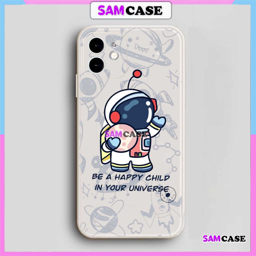 Ốp lưng iPhone Phi hành gia Cute cạnh viền vuông silicon mềm dẻo cho iphone 6/6s/7/8/X/XS/XR/11/12/13/14 Pro Plus Max