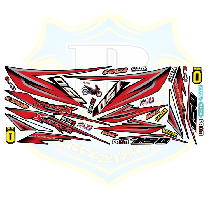 ( Quí khách vui lòng mang ra tiệm cho thợ dán ) Tem winner X đỏ đen