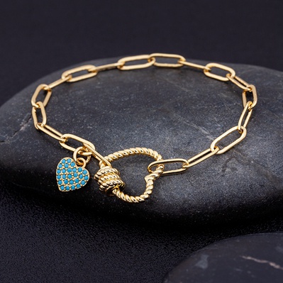 Vòng Tay Hình Trái Tim Đính Đá Zircon Thời Trang Cho Nam Nữ