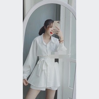SET SƠ MI CỘT EO + QUẦN SHORTS