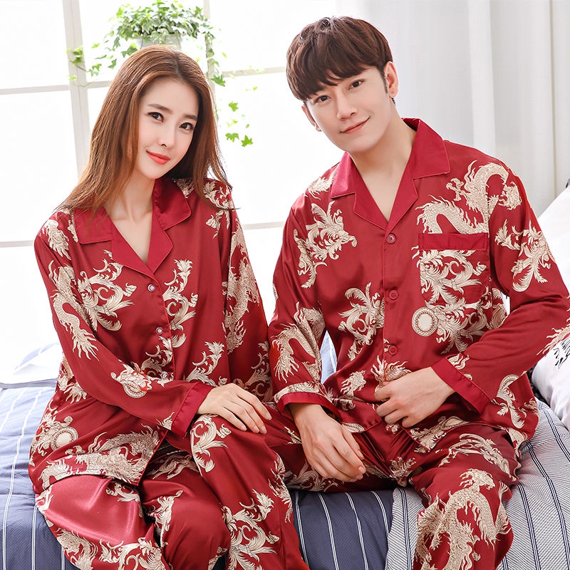 Bộ Đồ Ngủ Tay Dài Chất Lụa Mỏng Cỡ Lớn Thời Trang Xuân Hè Mới Cho Cặp Đôi