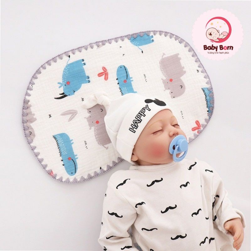 Gối xô muslin tree sợi tre 10 lớp mềm mịn thấm mồ hôi cho bé sơ sinh