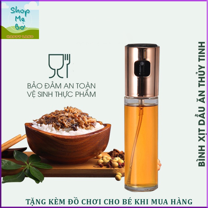 Bình xịt dầu ăn cầm tay tiện dụng dạng phun sương cao cấp dung tích 100ml. Bình thủy tinh mini