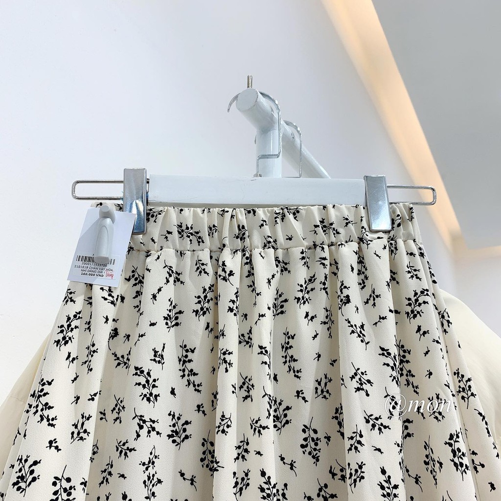 2101619 Chân váy midi hoa nhí dáng dài chất voan cát mềm mát có lót trong dày dặn không lộ freesize | BigBuy360 - bigbuy360.vn