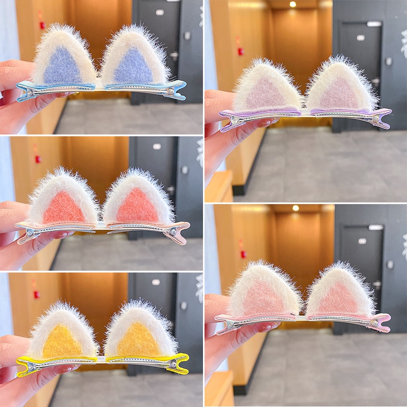 Set 2 kẹp tóc tai mèo KIDSBOWS bằng lông dễ thương dành cho bé gái