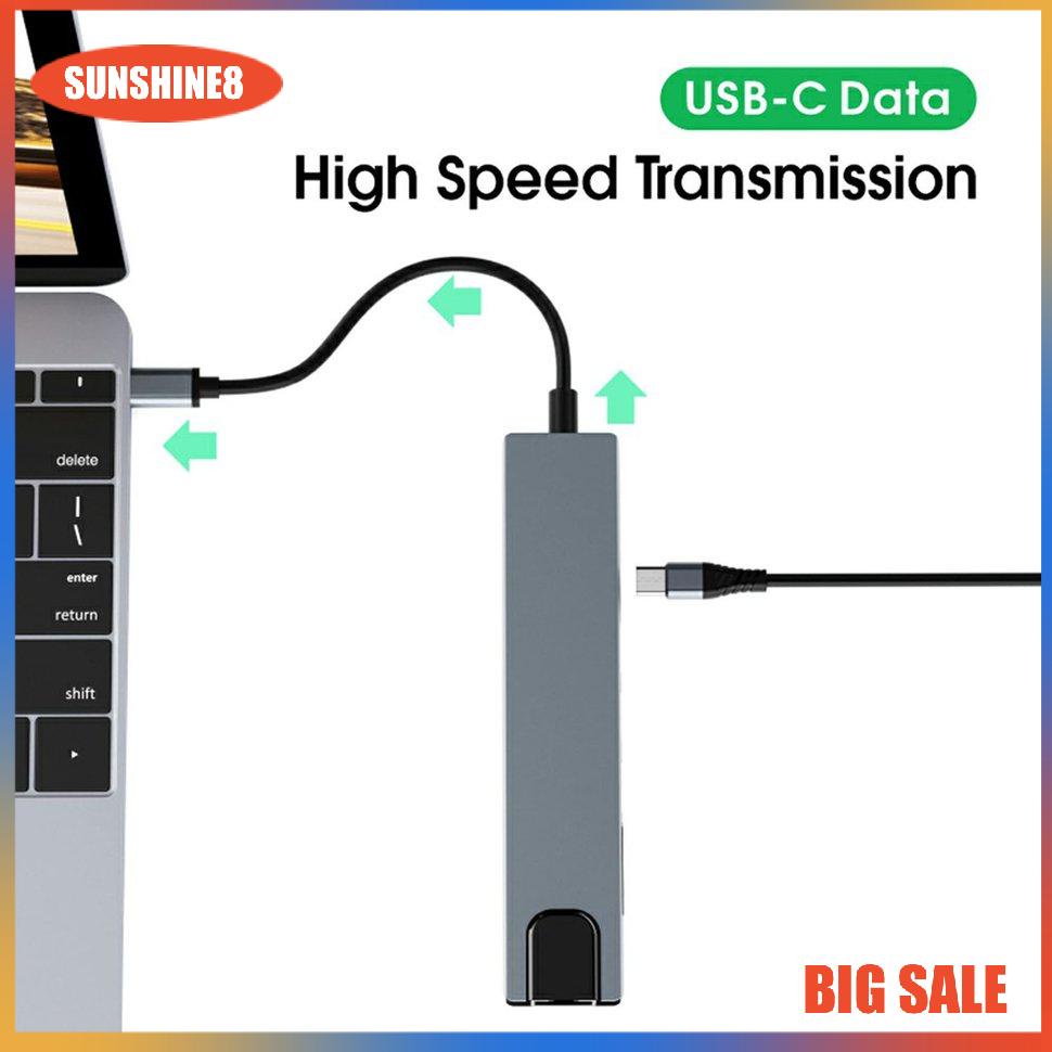 【SUN】Loại C để HDMI tương thích 100M Ethernet Card Mảnh mai khuôn mẫu mười trong một