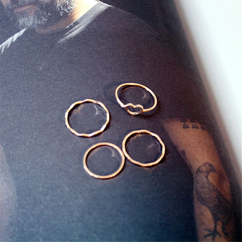 Bộ 4 nhẫn thiết kế đơn giản phong cách Hàn thời trang cho nữ