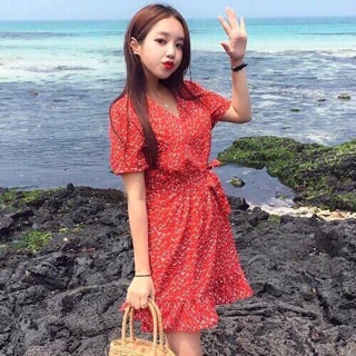 ĐẦM VOAN HOA ĐỎ
