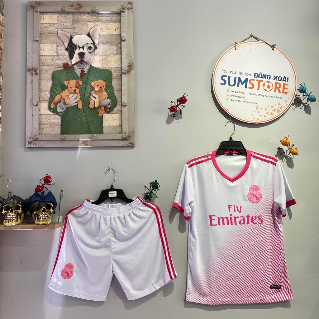Áo Đá Banh Mẫu Mới CLB Real Madrid Trắng Hồng HP - Áo Bóng Đá Mẫu Mới 2022, Vải Mè Cao Cấp
