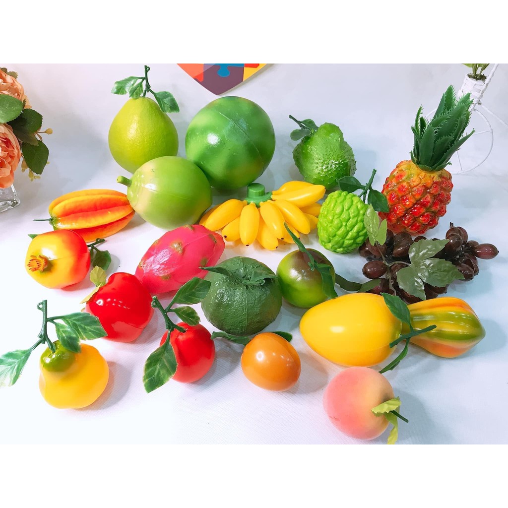 Bộ hoa quà nhựa 4 mùa kích thước lớn cho trẻ từ 2-5 tuổi nhận biết hoa quả, màu sắc
