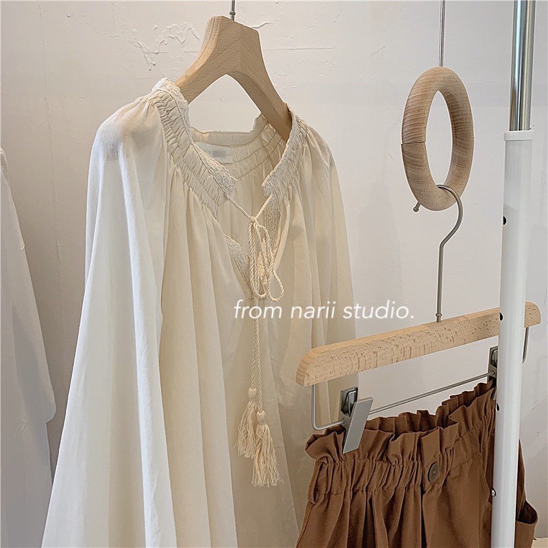 Áo sơ mi nữ tay dài NARII áo babydoll form rộng Ulzzang Hàn Quốc chuông | BigBuy360 - bigbuy360.vn