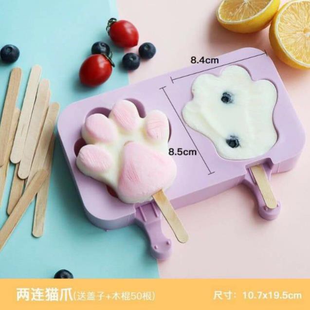 Khay làm kem silicon Tặng 50 que gỗ làm kem cực đáng yêu | BigBuy360 - bigbuy360.vn