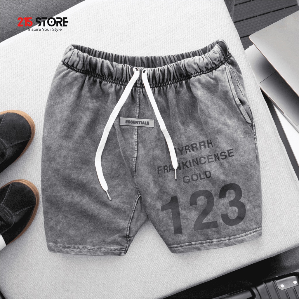 Quần short thun nam 215Store Essential vải thun chân cua vải tổ ong co giãn