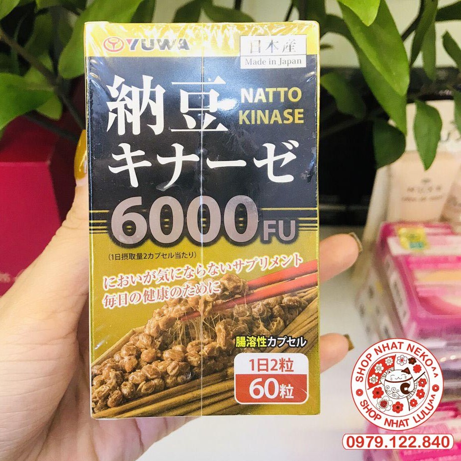 Hộp đựng 60 Viên Chống Đột Quỵ Và Tai Biến Natto Kinase 6000FU Yuwa Nhật Bản