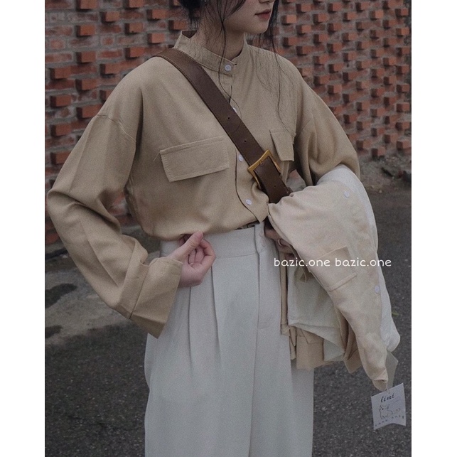 Áo sơ mi linen cổ tàu pth