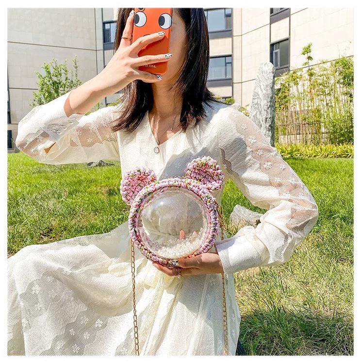 Túi Len Handmade, Túi Tự Đan Hình Gấu DIY Đáng Yêu