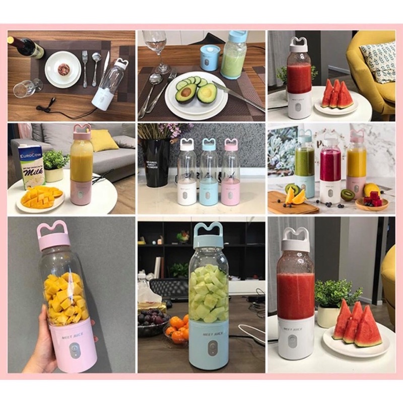 Máy Xay Sinh Tố Cầm Tay Meet Juice cao cấp, nhỏ gọn,xay cực mạnh và an toàn, siêu bền dễ làm sạch
