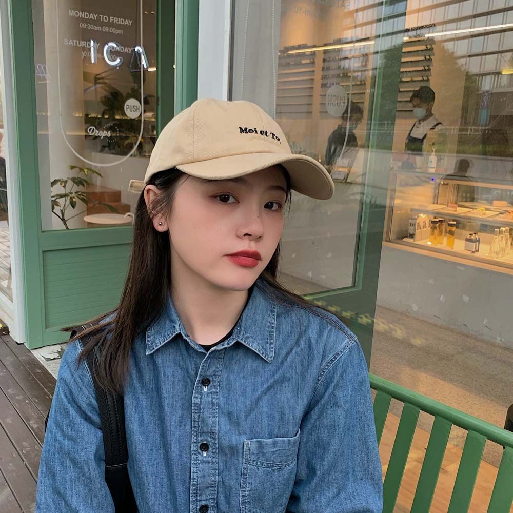 Nón lưỡi trai USNOW thêu chữ thời thượng phong cách Hàn Quốc mùa hè điều chỉnh được cho nam và nữ nhiều màu tùy chọn