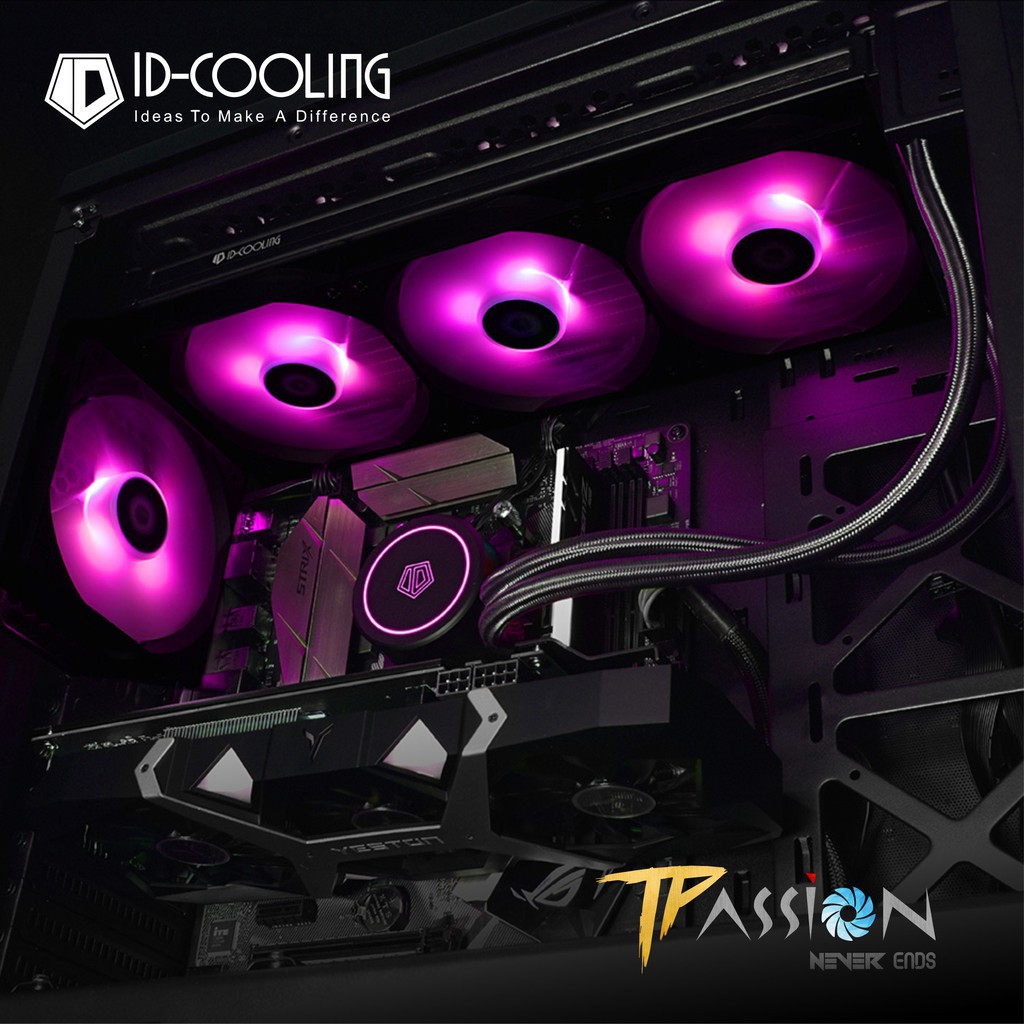 Bộ kit 3 quạt fan case 12cm ID-Cooling XF-12025 RGB TRIO - Led RGB 16.7 triệu màu, tốc độ cao, quay êm, tản nhiệt tốt