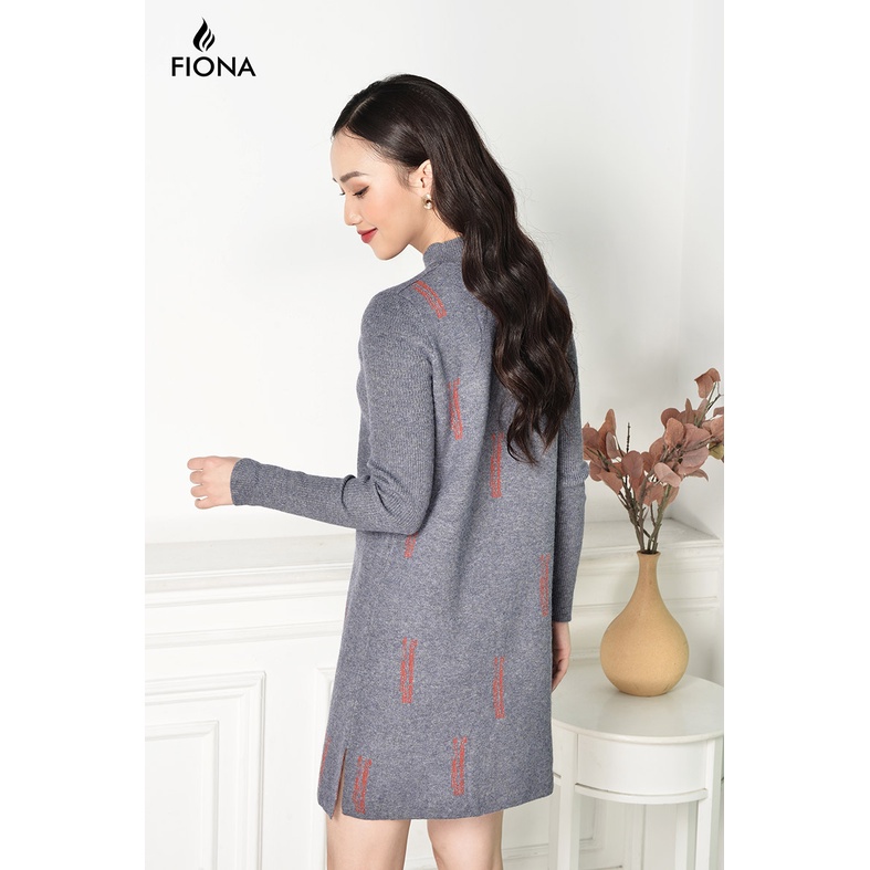 Đầm len dáng suông FIONA, váy đầm len dài tay, cổ cao, dệt họa tiết D859078 | BigBuy360 - bigbuy360.vn