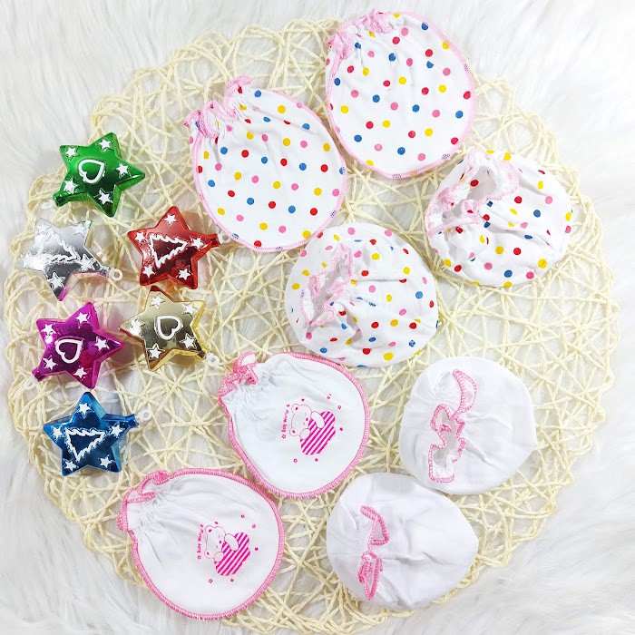 Set 2 đôi bao tay bao chân sơ sinh cuốn biên Yến Trân cho bé