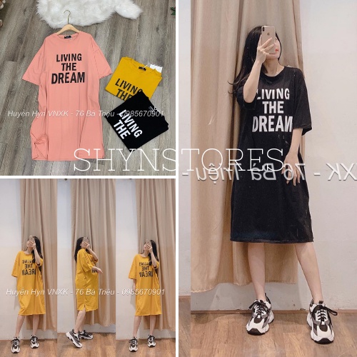 Đầm suông nữ Shynstores - váy xuông cotton cổ tròn form rộng vải đẹp freeship
