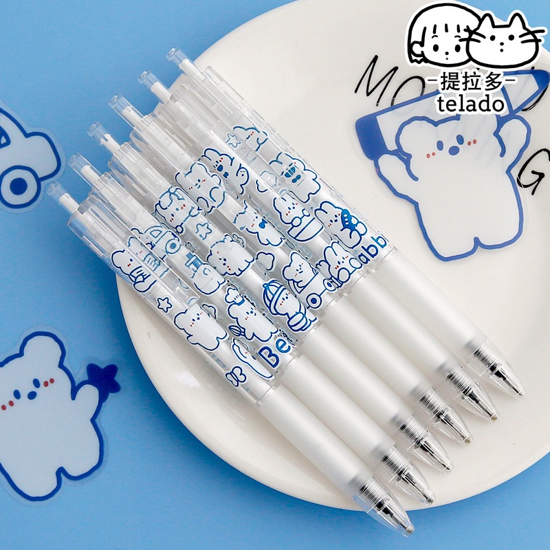 Bút Bi Dạng Nhấn Hình Thỏ Dễ Thương Phong Cách Hàn Quốc