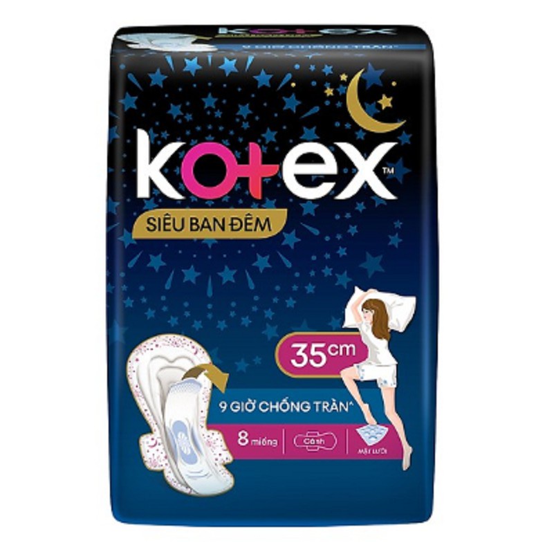Băng vệ sinh Kotex siêu ban đêm cánh 35cm (3 miếng)