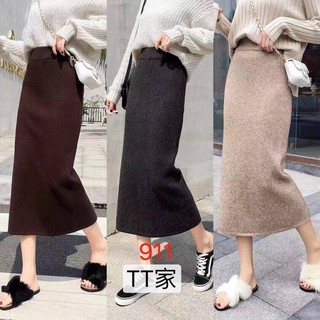 Chân váy len maxi xẻ