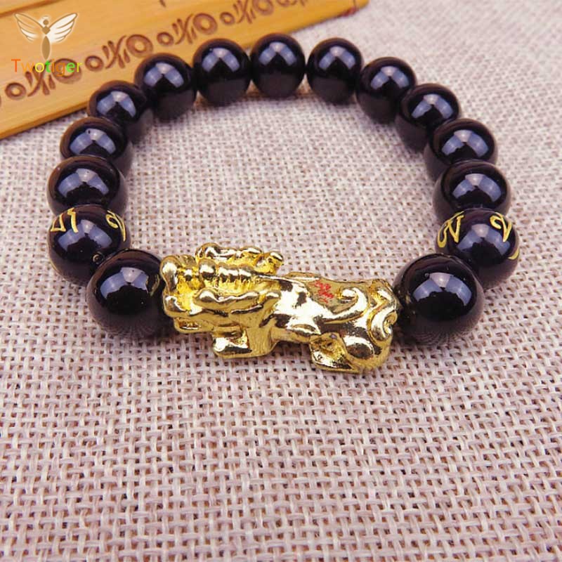 CHARMS Vòng Tay Chuỗi Hạt Đá Obsidian Nhân Tạo Phong Cách Phật Giáo