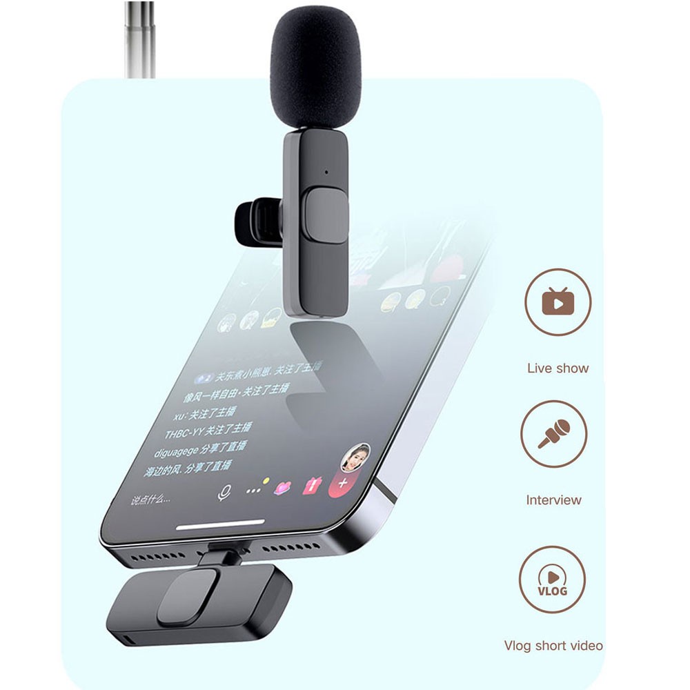 Micro kẹp ko dây Basspal nhỏ gọn quay video chơi game phát thanh với ip Android Type c cáp sạc