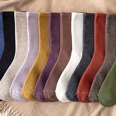 Tất Len Nam Nữ Cổ Cao Màu Vintage