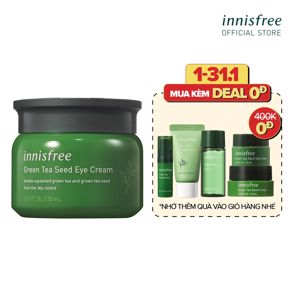 [Mã COSIF05 giảm 10% đơn 400K] Kem dưỡng mắt innisfree Green Tea Seed Eye Cream 30ml