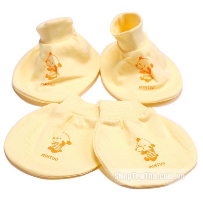 Bao tay chân Minh Triều mẫu cổ tròn, set bao tay chân cô bo không hằn không ngứa cho trẻ sơ sinh A Lá Kids
