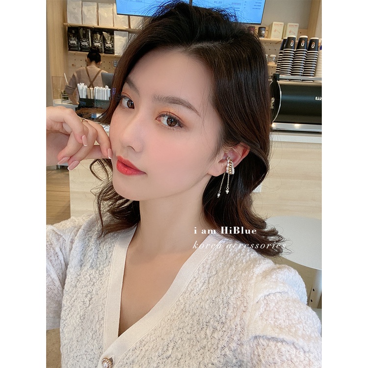 Khuyên kẹp tai đính hạt ngọc trai không cần xỏ lỗ thời trang phong cách Hàn Quốc