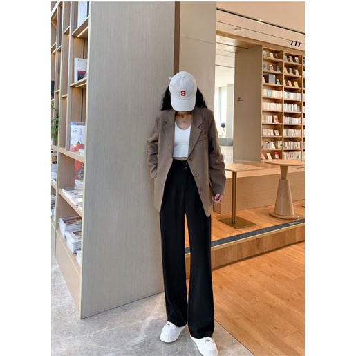 Quần Dài Lưng Cao Ống Đứng Thời Trang Nữ