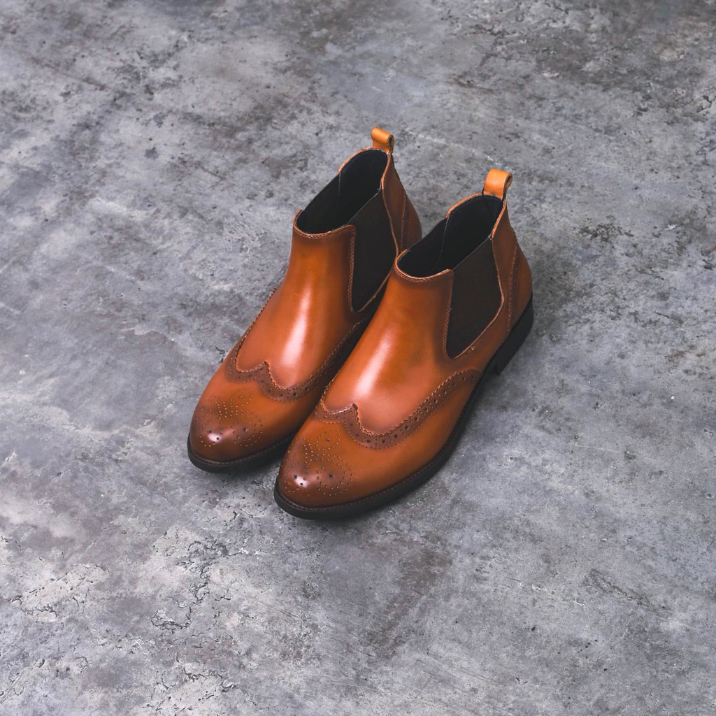 Giày Chelsea boots - Cow leather da nhân tạo y hình