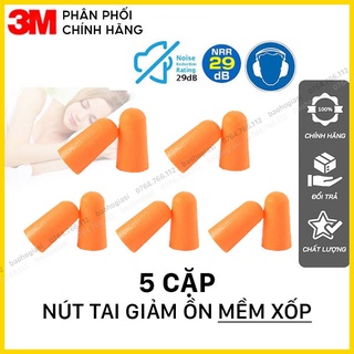Combo 5 cặp nút bịt tai chống ồn đi ngủ, đi tàu xe 3M 1100 (loại foarm xốp, không dây)