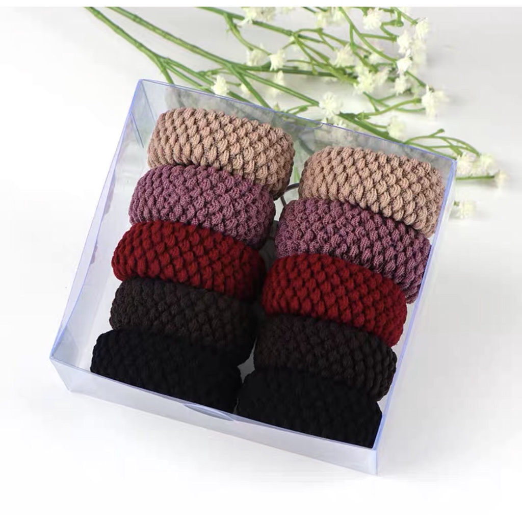 Hộp 12 Dây Cột Tóc Bản To Phong Cách Hàn, Hàng Đẹp