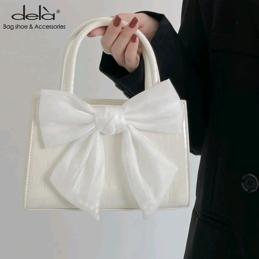 Dela Túi Xách Nữ Đeo Chéo Vai Hình Vuông Nhỏ Thiết Kế Nơ Phong Cách trắng Cổ Tích Mới Dành Thời Trang Cho Nữ