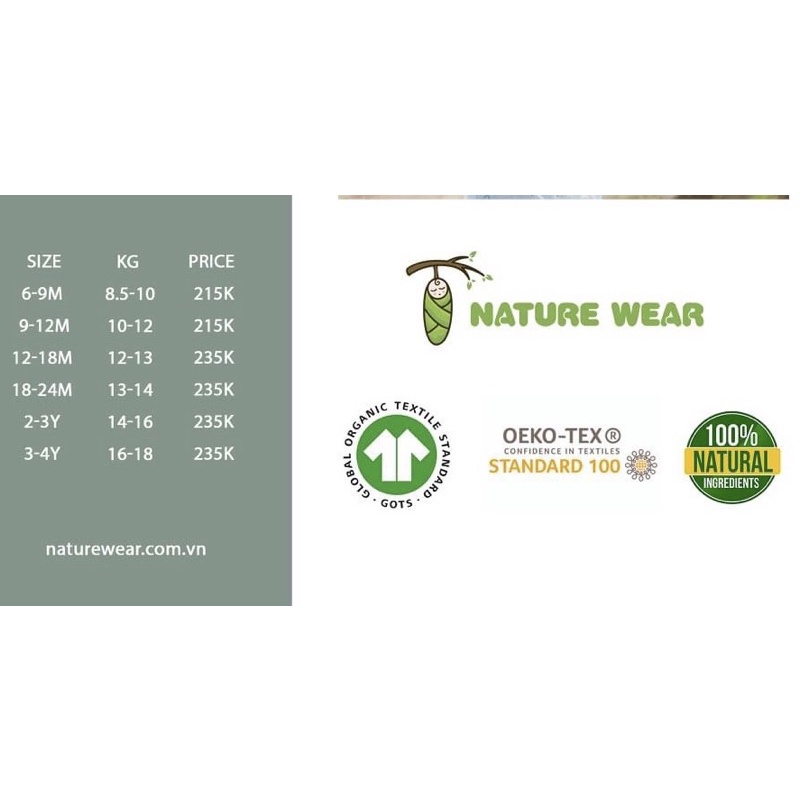 Nature wear Bộ dài tay phối sợi tre nature wear trai gái