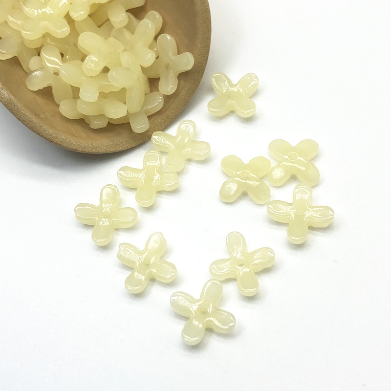 (5 cái)Hoa thuy tinh 4 cánh 12mm, Nguyên liệu làm trang sức cổ trang, Nguyên liệu diy