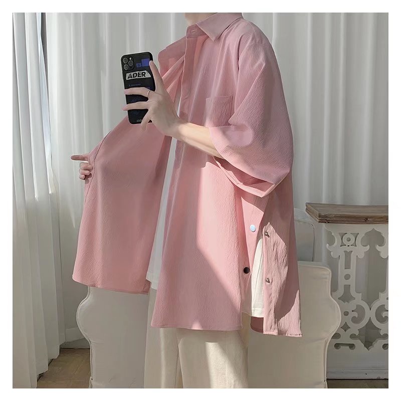 Áo Sơ Mi Tay Ngắn Dáng Rộng Thời Trang Mùa Hè Phong Cách Hàn Quốc Cho Nam 2022