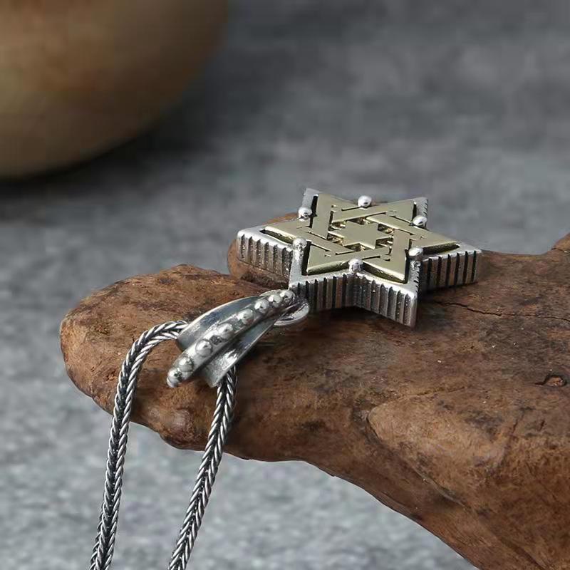 Dây Chuyền Mặt Ngôi Sao david Năm Cánh Phong Cách Cổ Điển