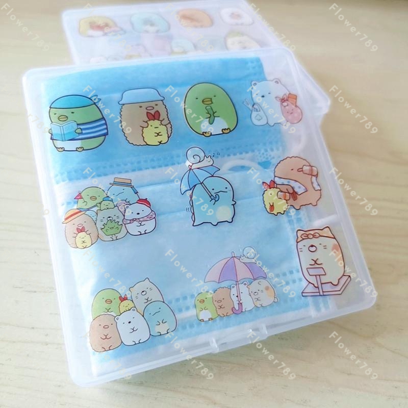 Hộp Nhựa Trong Suốt Đựng Khẩu Trang Chống Bụi Họa Tiết Hoạt Hình Dễ Thương