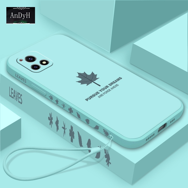 Andyh Ốp Điện Thoại Silicon Nhám Hình Lá Phong Đơn Giản Có Dây Đeo Cho Vivo Y12S 2021 Y20 2021 Y20S G Y20I Y30 Y30I Y50 Y52S