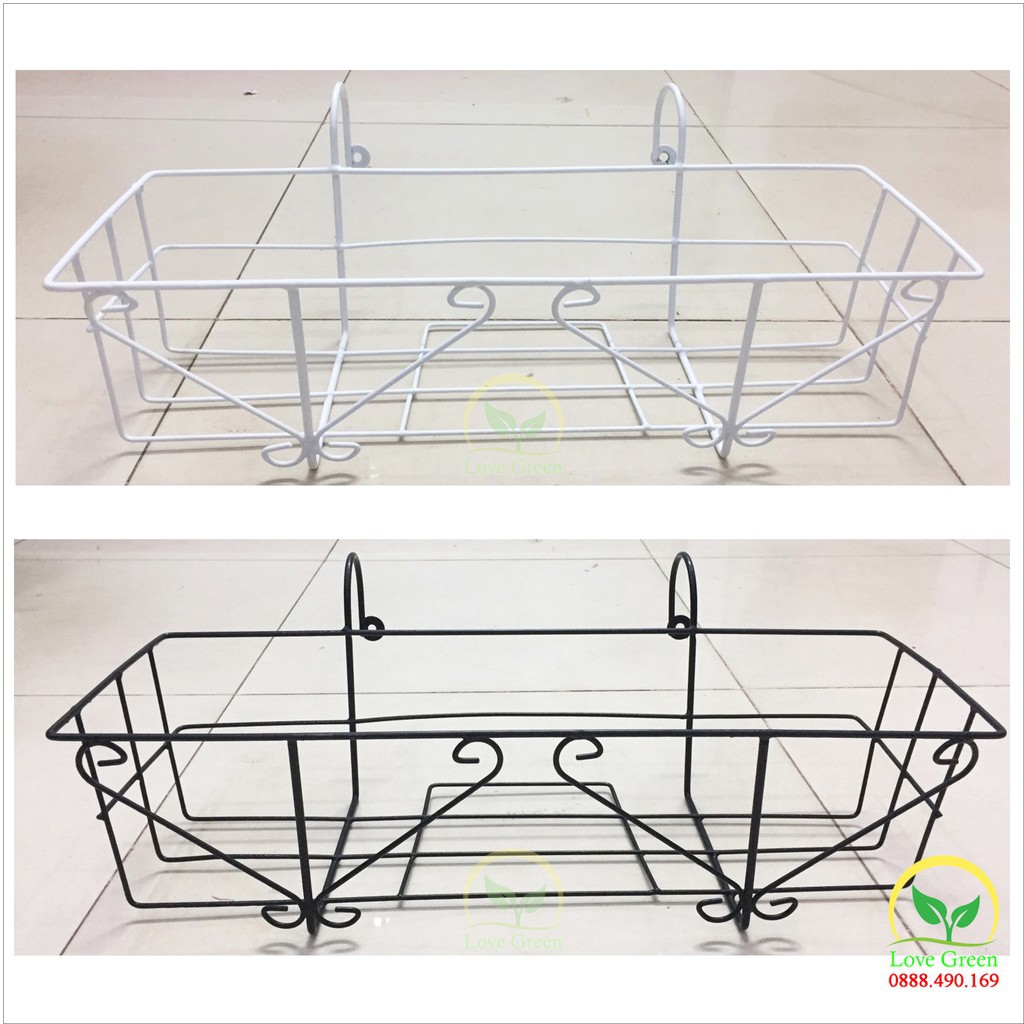 Khung treo ban công + chậu, trồng hoa, trồng rau 63cm, 45cm