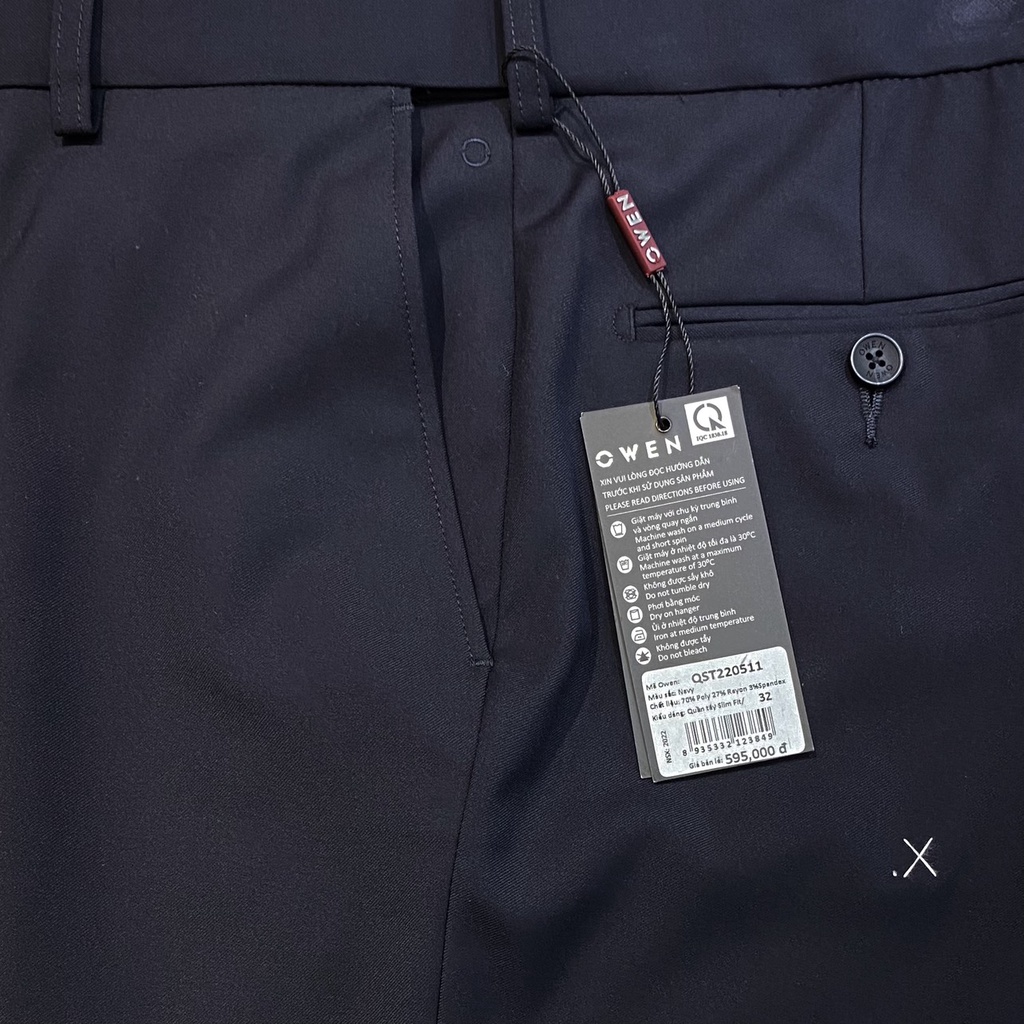 OWEN - Quần âu nam màu XANH NAVY SLIMFIT có cạp tăng đơ co dãn