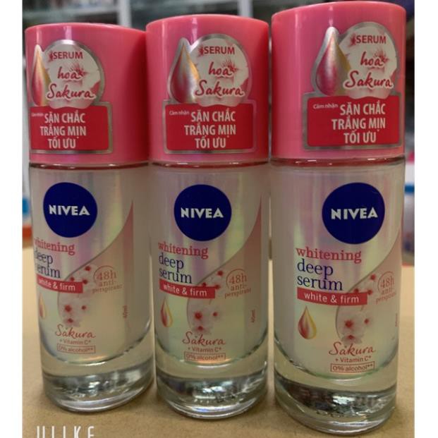 Lăn ngăn mùi NIVEA serum giúp dưỡng trắng chuyên sâu hương hoa Sakura ( hồng đậm )