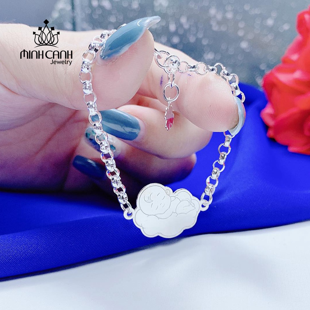 Lắc Bạc Hình Em Bé Đang Ngủ Khắc Tên Minh Canh Jewelry